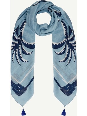 Yargıcı Püskül Detaylı ve Nakış Işlemeli Şal