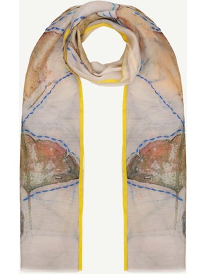 Yargıcı İpek Karışımlı Ve Çiçek Nakışlı Yün Şal