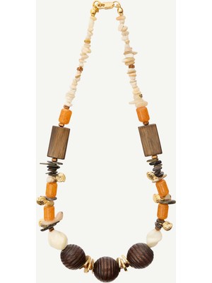 Yargıcı Doğal Taş ve Sedef Detaylı Kolye