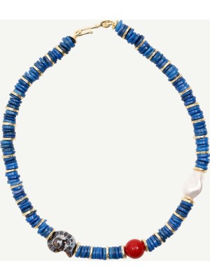 Yargıcı Doğal Taş ve Sedef Detaylı Kolye