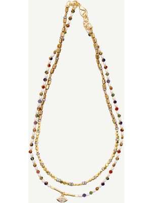 Yargıcı Cam Taş ve Inci Detaylı Hematit Kolye