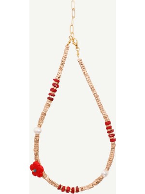 Yargıcı Doğal Taş ve Mercan Detaylı Kolye