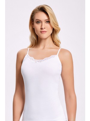 İlke Kadın 6'lı Dantelli Ip Askılı V Yaka Atlet-Esnek Şık Günlük Iç Giyim Basic Set