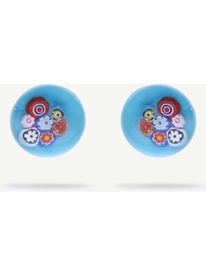 Yargıcı El Yapımı Murano Cam Düğme Küpe