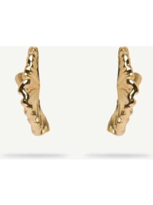 Yargıcı Kabartma Dokulu Gold Küpe