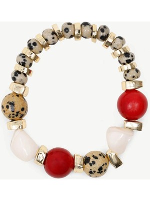 Yargıcı Mercan Detaylı Jasper Taşlı Bileklik