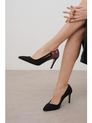Mio Gusto Elvira Siyah Süet Kadın Stiletto Ayakkabı