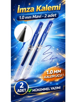 Anı Ofis Kırtasiye Imza Kalemi 1.0 mm Mavi 2 Adet – Kalın Uç, Akıcı Yazım, Profesyonel Imza Kalemi