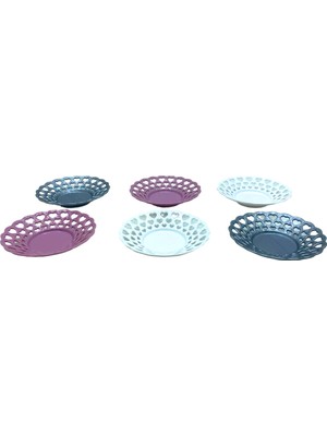 6 Parça  Renkli Plastik Çay Tabak (4887)