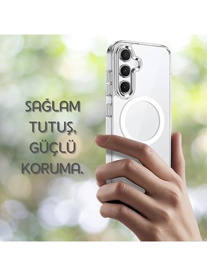 Daisy Store Galaxy A56 Için Şeffaf Kılıf Aksesuarları ile Uyumlu Arkası Sert Pc Köşeleri Darbe Emici Silikon A56 Için Kılıf Sararmaya Dayanıklı Kalın Koruyucu Güçlü Manyetikli A56 Kılıf