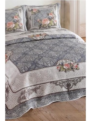 Daisy Store Örtüm Çift Kişilik Kapitone Yatak Örtüsü Takımı - Mavi