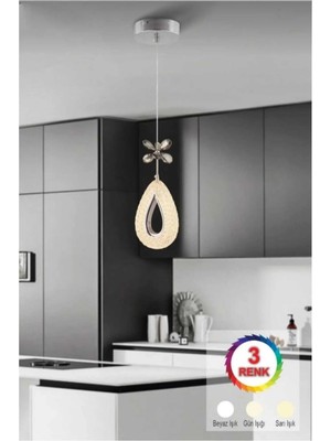 Aura Lighting Aura Lıghtıng Tekli Damla Model Sarkıt 3 Renk Led(Beyaz Sarı Günışığı) Modern Antre/hol/oda Avizesi