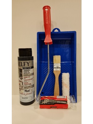 Rich Elfy Kendinden Vernikli Siyah Dolap Boyama Seti 500 cc 750 gr Uygulama İçin Hazır