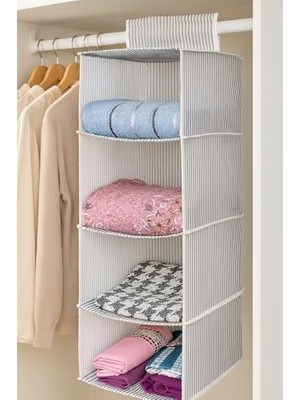 Daisy Store Pazar Kapısı 4 Bölmeli Askılı Dolap Düzenleyici Organizer Gri