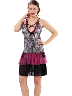 Pileli Store Renkli Dantel Gecelik - 616