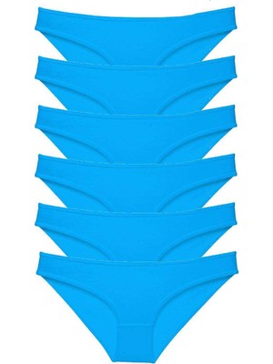 Pileli Store 6 Adet Süper Eko Set Likralı Kadın Slip Külot Mavi