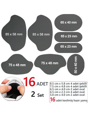 Fixall Adhesive Products Suni Deri Ayakkabı Tamir Yaması Topuk Desteği Arkası Yapışkanlı Yenilik 16 Adet Gri Renk