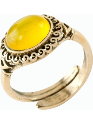 Pileli Store Oval Doğaltaşlı Otantik Yüzük