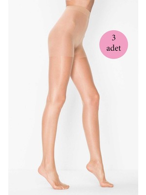 Pileli Store 3 Adet Kadın Super Ince Mat 15 Den Külotlu Çorap Ten