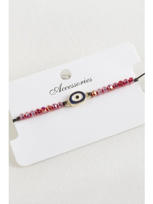 Pileli Store Nazar Kristal Makrome Ip Bileklik