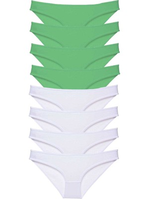 Pileli Store 8 Adet Eko Set Likralı Kadın Slip Külot Yeşil Beyaz