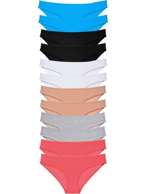 Pileli Store 12 Adet Eko Set Likralı Kadın Slip Külot Çok Renkli 6