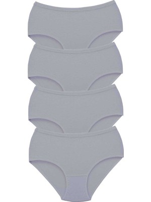 Pileli Store 4 Adet Tutku Kadın Yüksek Bel Bato Kalın Lastik Külot Gri