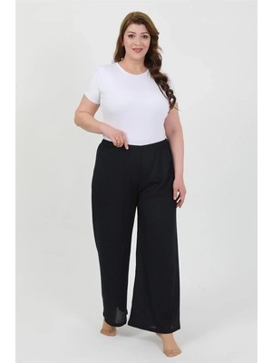 Pileli Store Kadın Büyük Beden Bürümcük Pantolon Lacivert