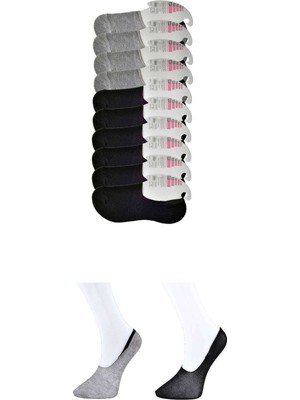 Pileli Store Siyah ve Gri Kadın Babet Çorap 9 Çift