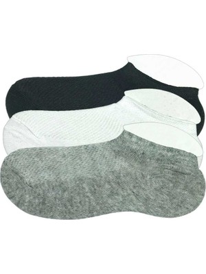 Pileli Store 3 Adet Çocuk Sneaker Patik Çorap Siyah Beyaz Gri