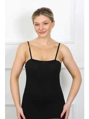 Pileli Store Bayan Ip Askılı Atlet Siyah