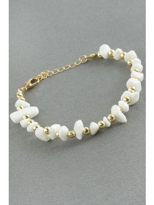 Pileli Store Sedef Kırık Doğaltaş Bileklik