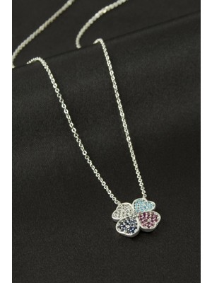 Pileli Store Yonca Zirkon Taşlı Kolye