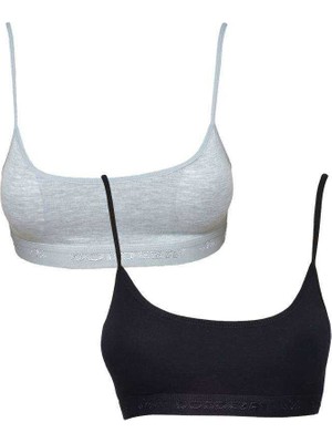 Pileli Store Pedli Ip Askılı Gri ve Siyah Büstiyer 2 Adet