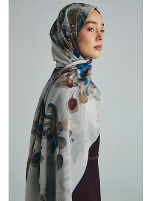 Maisa Kehribar Krep Ipek Şal 70*190 cm - Gri