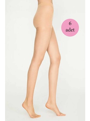 Pileli Store 6 Adet Parlak Fit 15 Likralı Külotlu Çorap Açık Ten