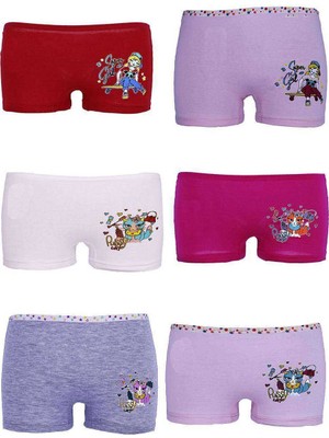 Pileli Store 6 Adet Düz Baskılı Kız Çocuk Boxer 402