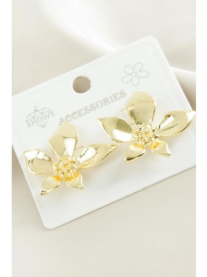 Pileli Store Orkide Metal Küpe