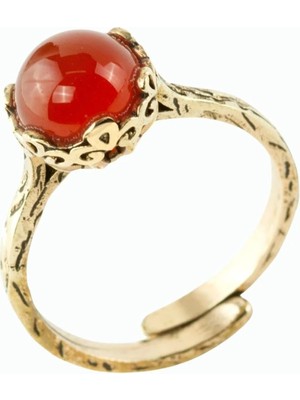 Pileli Store Yuvarlak Doğaltaşlı Otantik Yüzük