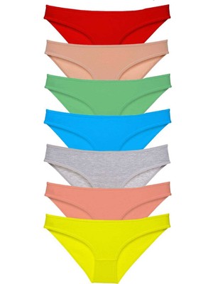 Pileli Store 7 Adet Süper Eko Set Likralı Kadın Slip Külot Çok Renkli
