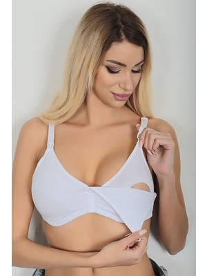 Pileli Store Beyaz Emzirme Sütyeni - 505