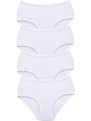 Pileli Store 4 Adet Tutku Kadın Yüksek Bel Bato Kalın Lastik Külot Beyaz
