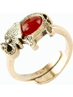 Pileli Store Fil Doğaltaşlı Otantik Yüzük