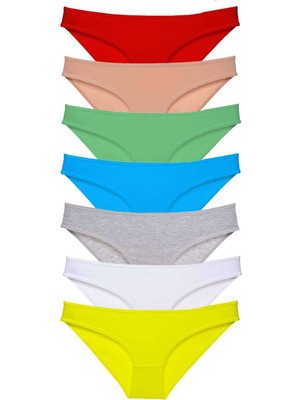 Pileli Store 7 Adet Süper Eko Set Likralı Kadın Slip Külot Çok Renkli