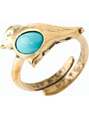 Pileli Store Kuş Doğaltaşlı Otantik Yüzük