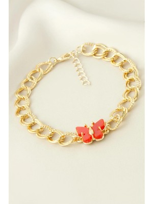 Pileli Store Kelebek Zincirli Bileklik