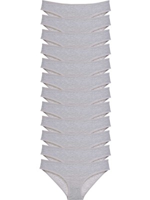Pileli Store 12 Adet Süper Eko Set Likralı Kadın Slip Külot Gri