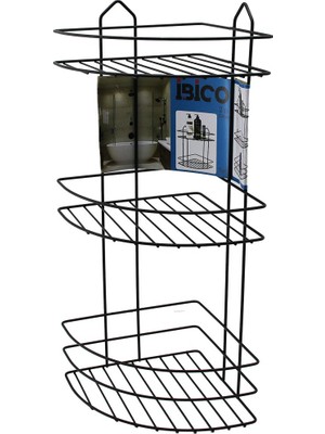 Pileli Store Siyah  3 Katlı - Üçgen Metal Banyo Köşelik - Duşkabin Raf (4887)