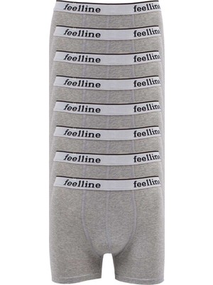 Pileli Store 8 Adet Feelline Gri Pamuklu Doğal Likralı Erkek Boxer