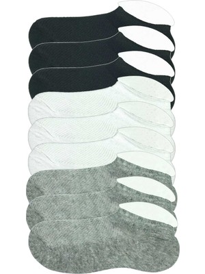 Pileli Store 9 Adet Çocuk Sneaker Patik Çorap Siyah Beyaz Gri